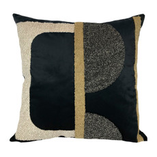 Imagem de ALMOFADA VELUDO OFF BORD AUTO REL BOUCLE PRETO/BEGE 52X52CM - DECORTEXTIL - B H Turqueto Decoracoes Me