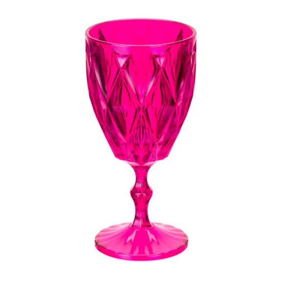 Imagem TAÇA DIAMANTE COR ROSA TRANSLUCIDO CRISTAL EM PLASTICO 9X17CM 300 ML - PLASTIFESTA 