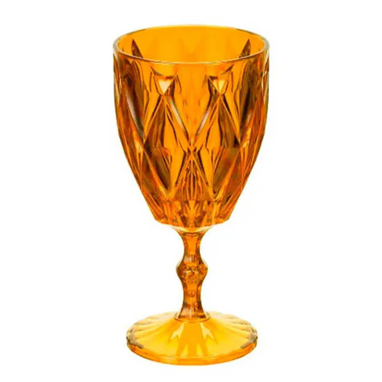 Imagem TAÇA DIAMANTE AMARELO TRANSLUCIDO EM PLASTICO 9X17CM 300 ML - PLASTIFESTA 