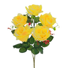 Imagem de BUQUÊ ROSA CETIM DIAMANTE X5 AMARELO 21X41CM - GRILLO 36049 - Grillo Ltda