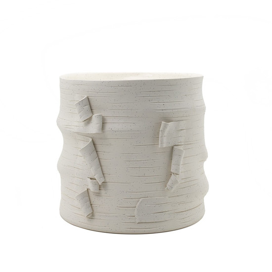 Imagem VASO DECORATIVO COM BORDA REGULAR COR BRANCO 23X23X22CM - 6F