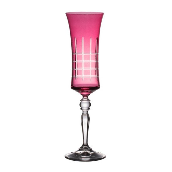 Imagem TAÇA PARA CHAMPANHE LAPIDADA EM CRISTAL ECOLÓGICO 190ML A25CM COR MAGENTA - BOHEMIA