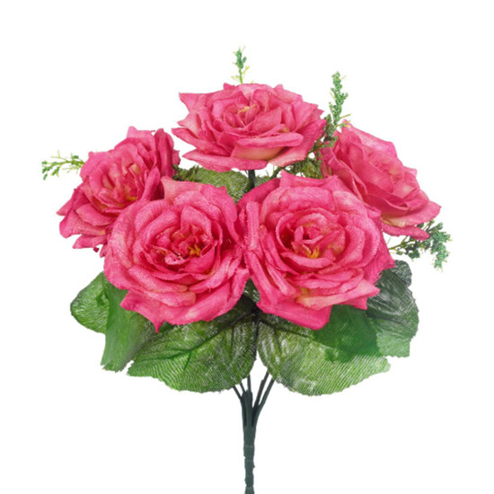 Imagem BUQUÊ ROSA X5 COM GYPSO SALMÃO 14X26CM - GRILLO 51404