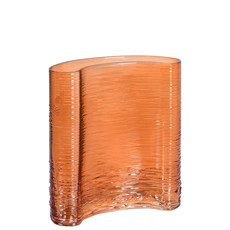 Imagem de VASO DECORATIVO EM VIDRO ONDA COR LARANJA 8X17X19CM - GRILLO 53063 - Grillo Ltda