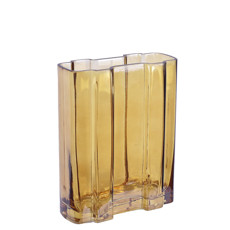 Imagem de VASO DECORATIVO EM VIDRO RETANGULAR COR MANTEIGA 7X16X20CM - GRILLO 53054 - Grillo Ltda