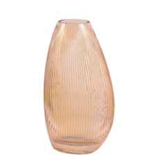 Imagem de VASO DECORATIVO EM VIDRO CANELADO COR LARANJA 8X14X24CM - GRILLO 53062 - Grillo Ltda