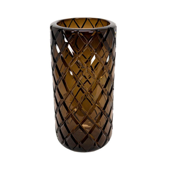 Imagem VASO DECORATIVO EM VIDRO COR MARROM M 15X15X32CM - LUCATTI 