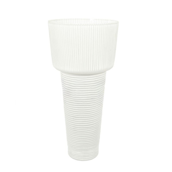 Imagem VASO DECORATIVO EM VIDRO COR BRANCO G 21X21X45CM - LUCATTI 