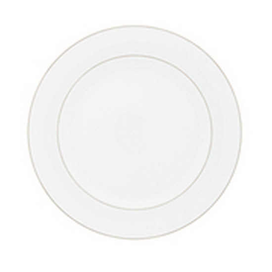 Imagem CONJUNTO 6 PRATOS PARA SOBREMESA DE PORCELANA COM BORDA PRATEADA MÔNACO BRANCO 19CM - WOLFF