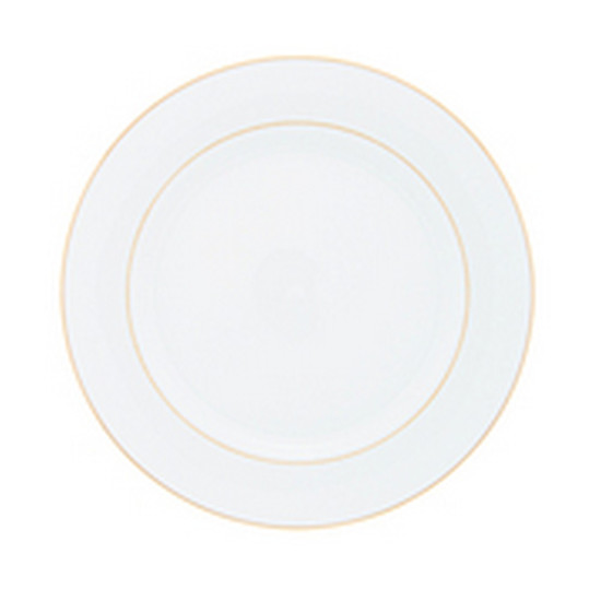 Imagem CONJUNTO 6 PRATOS PARA SOBREMESA DE PORCELANA COM BORDA DOURADA MÔNACO BRANCO 19CM - WOLFF