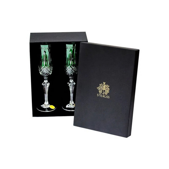 Imagem JOGO DE 2 TAÇAS EM CRISTAL STRAUSS CHAMPAGNE 240 ML - VERDE ESCURO