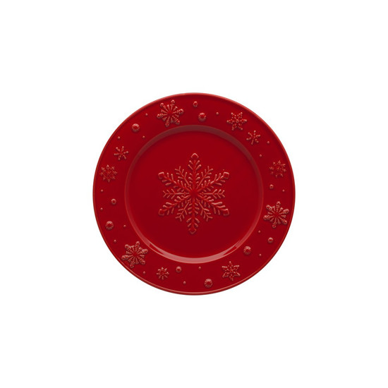 Imagem PRATO PARA SOBREMESA FRUTA 22CM VERMELHO SNOWFLAKES BORDALLO PINHEIRO