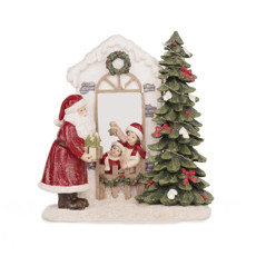 Imagem de PAPAI NOEL DECORATIVO COM ÁRVORE E PORTA NATALINA EM RESINA COM LED 9X20X22CM - CROMUS  - Cromus Embalagens Ind. E Com. Ltda