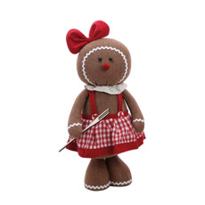 Imagem de BONECA GINGERBREAD EM PÉ COM GARFO E ROUPINHA XADREZ NATALINA (HAPPY GINGER) 18X28X50CM  - Cromus Embalagens Ind. E Com. Ltda