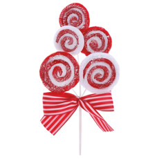 Imagem de PICK DECORATIVO 5 CANDY CANES COR VERMELHO E BRANCA 1X14X27CM - CROMUS  - Cromus Embalagens Ind. E Com. Ltda