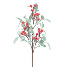Imagem de GALHO FOLHAS E FRUTINHAS VERMLHA E VERDE DECORATIVO AÇUCARADO MÉDIO 6X18X45CM - CROMUS  - Cromus Embalagens Ind. E Com. Ltda