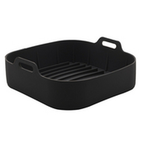 Imagem FORMA QUADRADA DE SILICONE PARA AIR FRYER PRETA 16CM X 5,5CM - LYOR