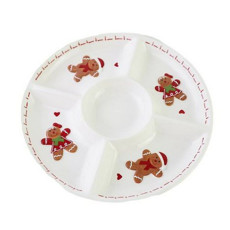 Imagem de PETISQUEIRA EM PORCELANA COM BISCOITO DECORATIVO 26X26X3,5CM - TOK DA CASA  - Oliver Comercio E Distribuicao De Artigo Domestico