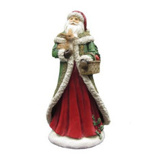 Imagem de PAPAI NOEL DECORATIVO COM CESTA COR VERMELHO E VERDE DE RESINA 26X10X13CM - TOK DA CASA  - Oliver Comercio E Distribuicao De Artigo Domestico