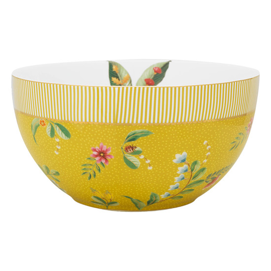 Imagem TIGELA  DE PORCELANA COR AMARELO E BRANCO 18X18X10CM - NUSA DUA