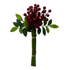 Imagem de FLOR PICK COM FRUTAS VERMELHAS DECORATIVO NATALINO 30CM - GRILLO 54675 - Grillo Ltda