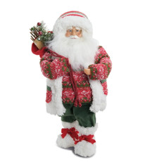 Imagem de PAPAI NOEL DECORATIVO COM SACO DE PRESENTES E GALHOS 19X28X48CM - CROMUS  - Cromus Embalagens Ind. E Com. Ltda