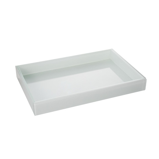 Imagem BANDEJA ESPELHADA LAVABO 20X30X4CM EM VIDRO COR BRANCO