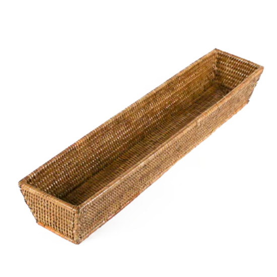 Imagem BANDEJA SUNRISE RETANGULAR EM FIBRA DE RATTAN 62X13X9CM - NATURAL HOME 