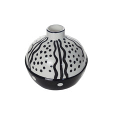 Imagem de VASO DECORATIVO DE CERÂMICA COR BRANCO E PRETO 15X15X15CM - GRILLO 55019 - Grillo Ltda