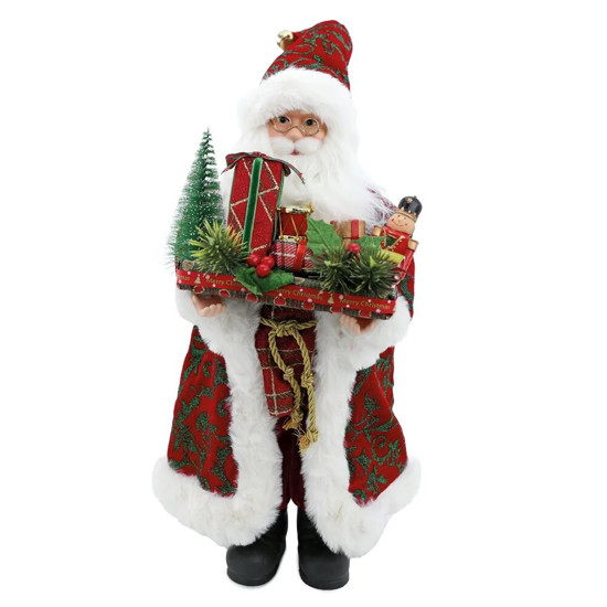 Imagem PAPAI NOEL DECORATIVO COM PRESENTES COR VERMELHO, VERDE E DOURADO 50CM 