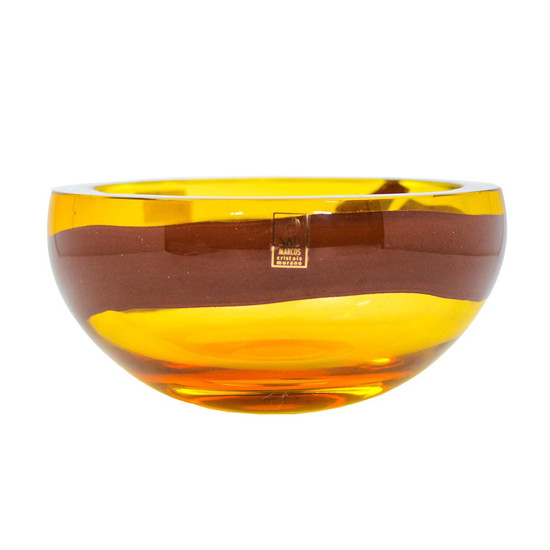 Imagem BOWL RECORTADO COM FAIXA DE CRISTAL COR ÂMBAR 19X19X9CM - SÃO MARCOS