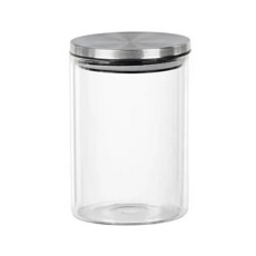 Imagem de POTE EM VIDRO BOROSILICATO COM TAMPA ZAHAV 950ML PRATEADO 10X10X16CM - DAY HOME  - Dayhome Comercial Ltda