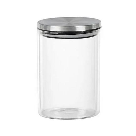 Imagem POTE EM VIDRO BOROSILICATO COM TAMPA ZAHAV 950ML PRATEADO 10X10X16CM - DAY HOME 