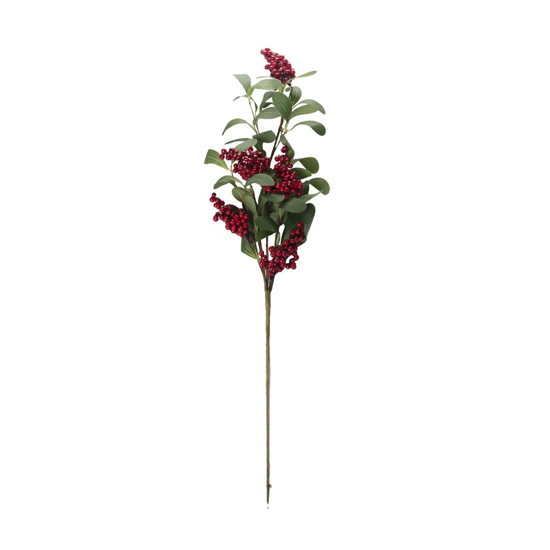 Imagem HASTE NATALINA COM FOLHAS E BERRIES VERMELHO 70CM - GRILLO 54407