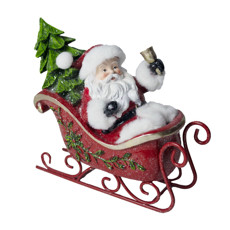 Imagem de PAPAI NOEL NO TRENO DECORATIVO DE RESINA 24X13X21CM - CROSS  - Cross Comercial Ltda