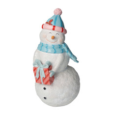 Imagem de BONECO DE NEVE DECORATIVO COM PRESENTE DE RESINA 16X16X35CM - CROSS  - Cross Comercial Ltda