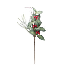 Imagem de FOLHAGEM ARTIFICIAL NATALINO COR VERDE COM FRUTAS VERMELHA 55CM - GRILLO 54798 - Grillo Ltda