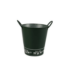 Imagem de VASO DECORATIVA NATALINO EM METAL COR VERDE E BRANCO COM ALÇA 22Z21Z26CM - TOK DA CASA  - Oliver Comercio E Distribuicao De Artigo Domestico