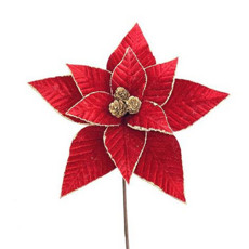 Imagem de POINSÉTIA FELICE DECORATIVA COR VERMELHO COM GLITTER DOURADO 50CM - TOK DA CASA  - Oliver Comercio E Distribuicao De Artigo Domestico