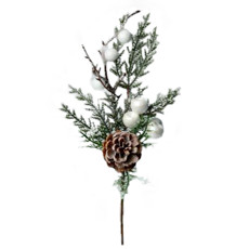 Imagem de GALHO NATURAL DECORATIVO NEVADO COM PINHAS E FRUTAS COR BRANCO, MARROM E BRANCO 77CM - TOK DA CASA  - Oliver Comercio E Distribuicao De Artigo Domestico