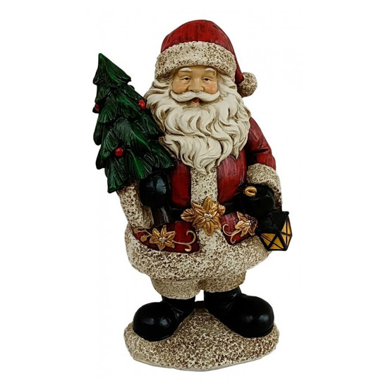 Imagem PAPAI NOEL DECORATIVO DE RESINA COM ÁRVORE 29CM - ZONA LIVRE 