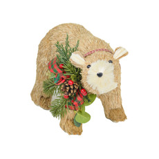 Imagem de URSO DECORATIVO NATALINO COM ARRANJO COR MARROM , VERDE E VERMELHO 30CM - CROMUS  - Cromus Embalagens Ind. E Com. Ltda