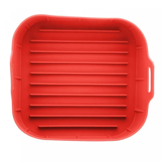 Imagem FORMA QUADRADA DE SILICONE PARA AIR FRYER VERMELHA 20CM X 7CM - LYOR