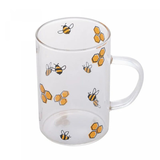 Imagem CANECA DE VIDRO BOROSSILICATO RESISTENTE AO CALOR BEE 280ML - LYOR