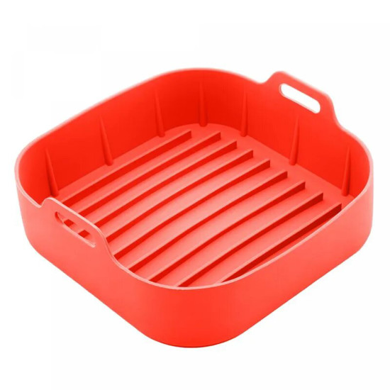 Imagem FORMA QUADRADA DE SILICONE PARA AIR FRYER VERMELHA 20CM X 7CM - LYOR