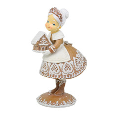 Imagem de MAMÃE NOEL GINGERBREAD EM RESINA COR BRANCO, MARROM E COM GLITTER 33CM - CROSS  - Cross Comercial Ltda