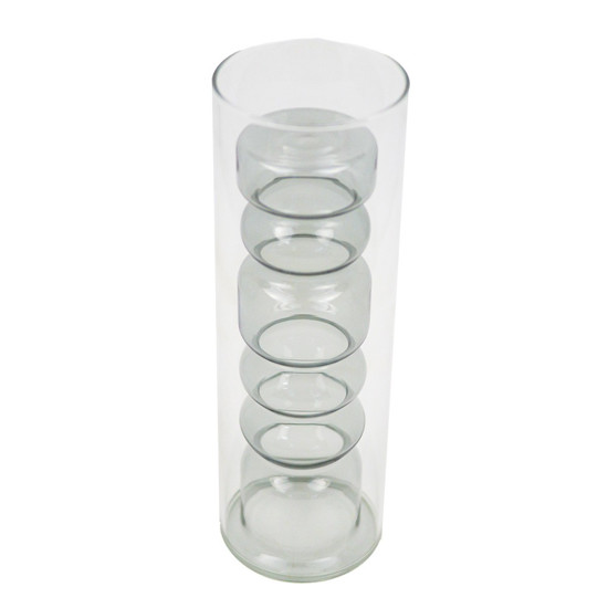 Imagem VASO DECORATIVO DE VIDRO DUPLO COR CINZA E TRANSPARENTE 8X8X14,5CM - CROSS