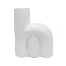 Imagem de VASO DECORATIVO DE CERÂMICA COR BRANCO 8X19X25CM - LUCATTI  - Lucatti Artes E Decoracoes Ltda