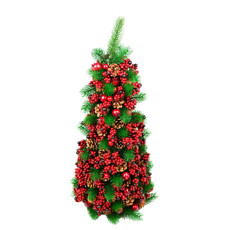 Imagem de MINI ÁRVORE DECORATINHA COM PINHAS E CEREJAS COR VERDE, VERMELHO E MARROM 55CM - CROSS  - Cross Comercial Ltda