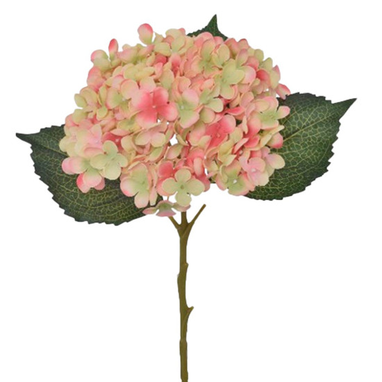 Imagem HASTE HORTENSIA COM FOLHAS SALMÃO 26X52CM - GRILLO 51223